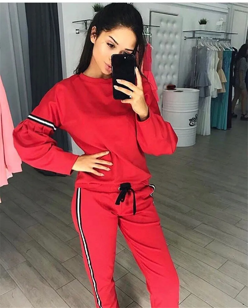

Women's Tracksuit Casual Costumes For Women 2018 Autumn Home Clothing Fashion Sweatshirt Pant Suit Two Piece Set Sportswear