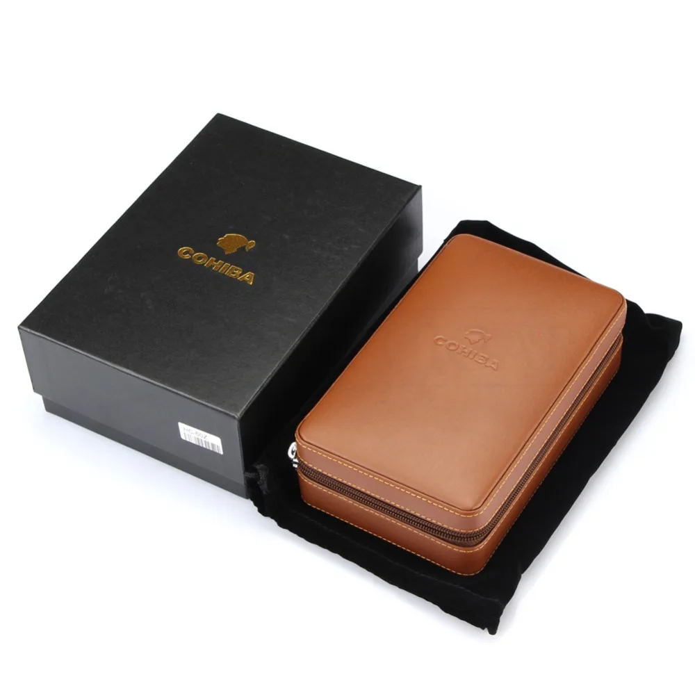 COHIBA Humidor коробка для сигар Дорожный Чехол для сигар из кожи кедра коробка для сигар с увлажнителем набор аксессуаров