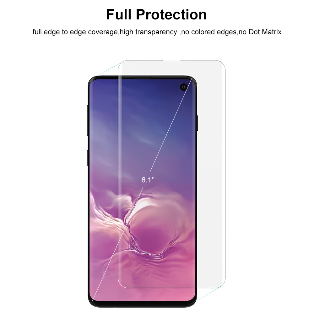 Продажа Защита экрана с разблокировкой отпечатков пальцев для Samsung Galaxy S10, УФ пленка, полное покрытие для S10 + S10 5G, закаленное стекло