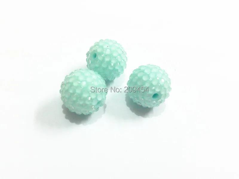 

Spring Color Rhinestone Beads ! 20MM 100pcs/lot Pastel Mint Blue Beads With Clear Rhinestone