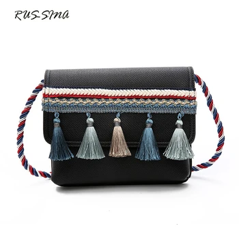 

RUSSMA 2017 Spring New Arrival Fashion Women PU Leather Flap Tassel Thread Shoulder Bag Crossbody Lady Messenger Bag YNS-TG-162
