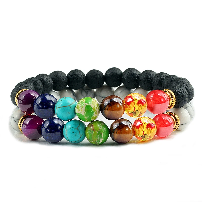 7 Chakra Tratamiento Pulsera Tejida Pulsera De Roca Fundida 7 Chakra Tratamiento Pulsera Tejida Pulsera De Roca Fundida