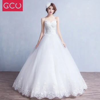 

Hot Robe de soiree Wedding Dresses 2017 Custom Made Ball Gown Wedding Gown Sweetheart Sleeveless Bride Gown Vestido de noiva