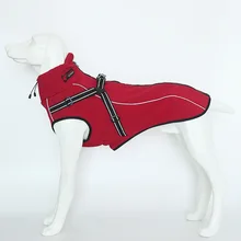 Pet Dog Jacket Polyester Fleece Lined Dog Coat with Reflective Strip Oudoor Sport Dog Clothes for Medium to Large Dogs