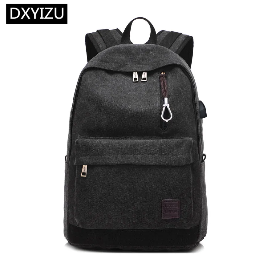 Dingxinyidu, школьный рюкзак из парусины, Мужская школьная сумка, usb зарядка, повседневный дорожный рюкзак для ноутбука, 15,6, рюкзак, школьный рюкзак - Цвет: black