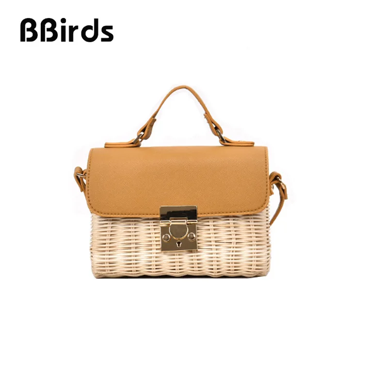 

BBirds Summer New Small Straw Woven Handbags Contrast Color Messenger Bag Ladies Mini Crossbody Beach Bag