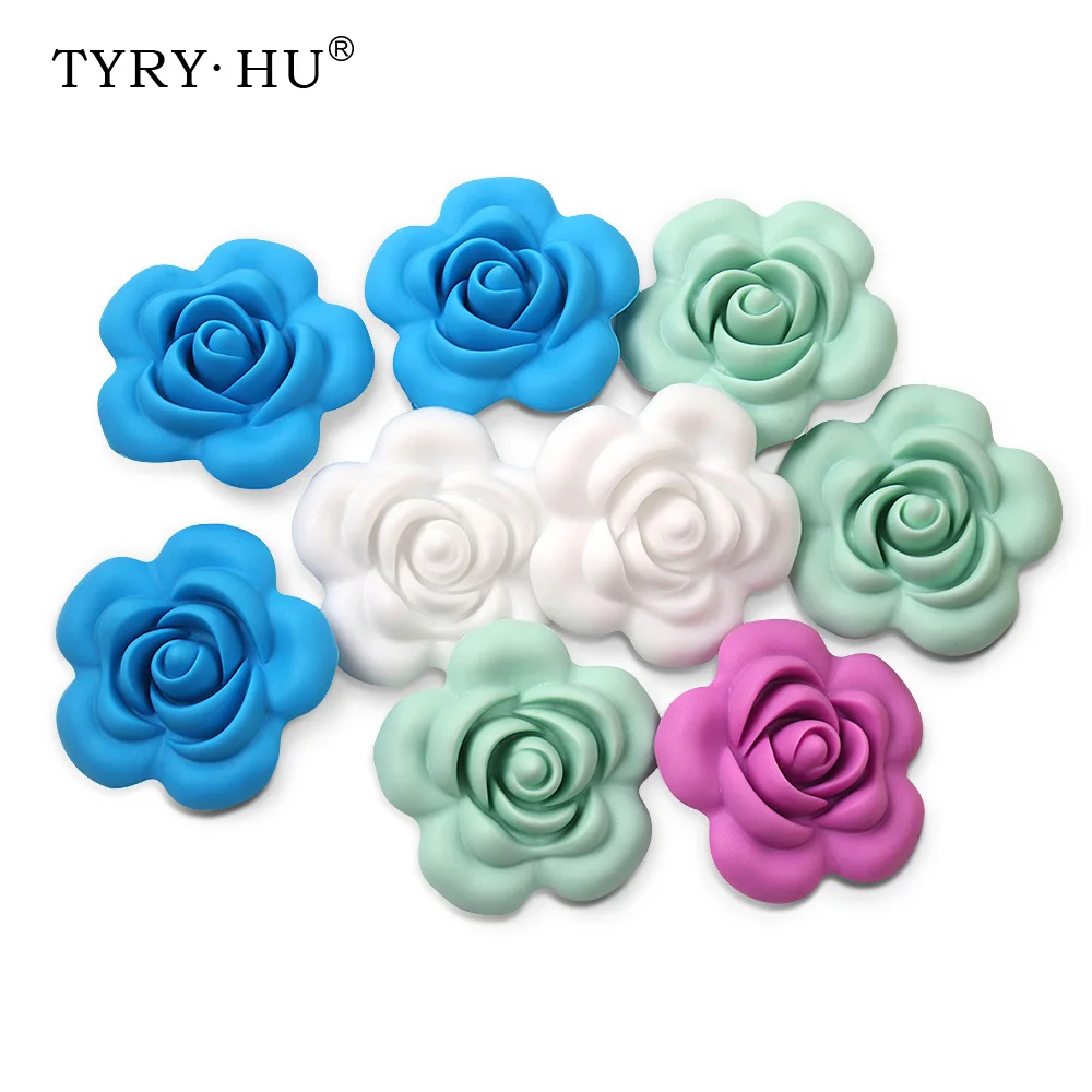 

TYRY.HU 10pcs 40mm Baby Teether Accessories Silicone Teething Beads For Teething bebe Nursing Mon Food Grade Silicone