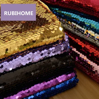 

RUBIHOME 1 Meter Width 130cm 9mm Fish Scale Sequins Fabric for DIY Sewing Home Wedding Dress Stage Decoration