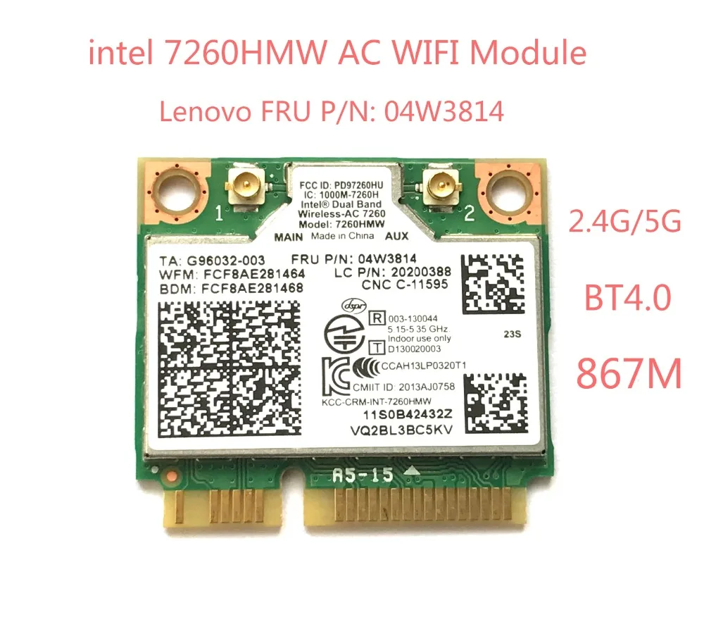 Intel 7260Ac 7260Hmw 7260Ac 802.11Ac Mini Pci-E 2.4G/5G Dual Band Wifi Card Bt 4.0 Per Thinkpad S1 S440 S540 E440 E540