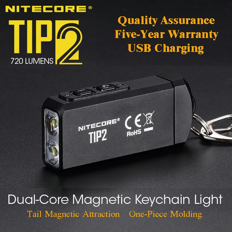 NITECORE TIP2 CREE XP-G3 S3 720 люмен USB Перезаряжаемый брелок фонарик с батареей
