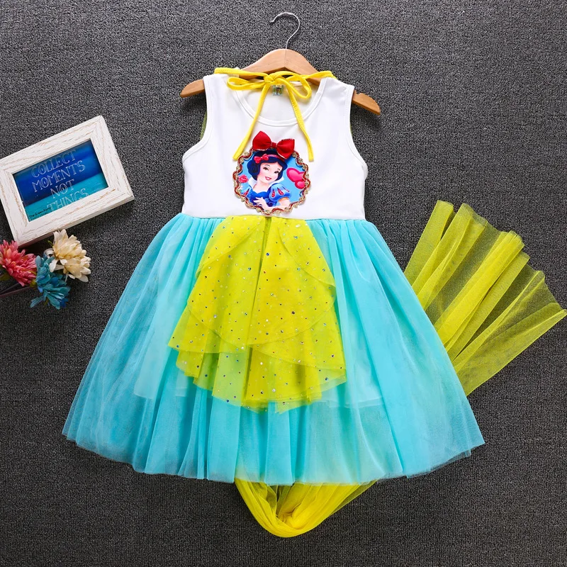 Платье принцессы Софии из тюля; Детские вечерние костюмы Белоснежки на Хэллоуин; Детские платья Анны для девочек; свадебное платье - Цвет: Yellow