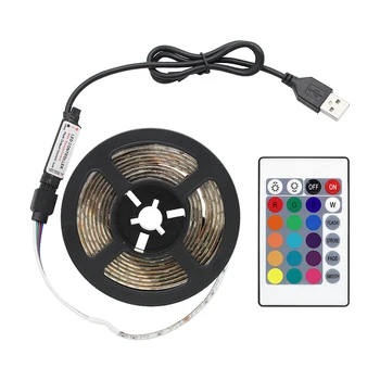 

USB Powered RGB LED Strip lamp With Remote Control 2835 SMD DC 5V Flexible LED Light Tape 0.5M 1M 2M 3M 4M 5M TV Desktop Screen