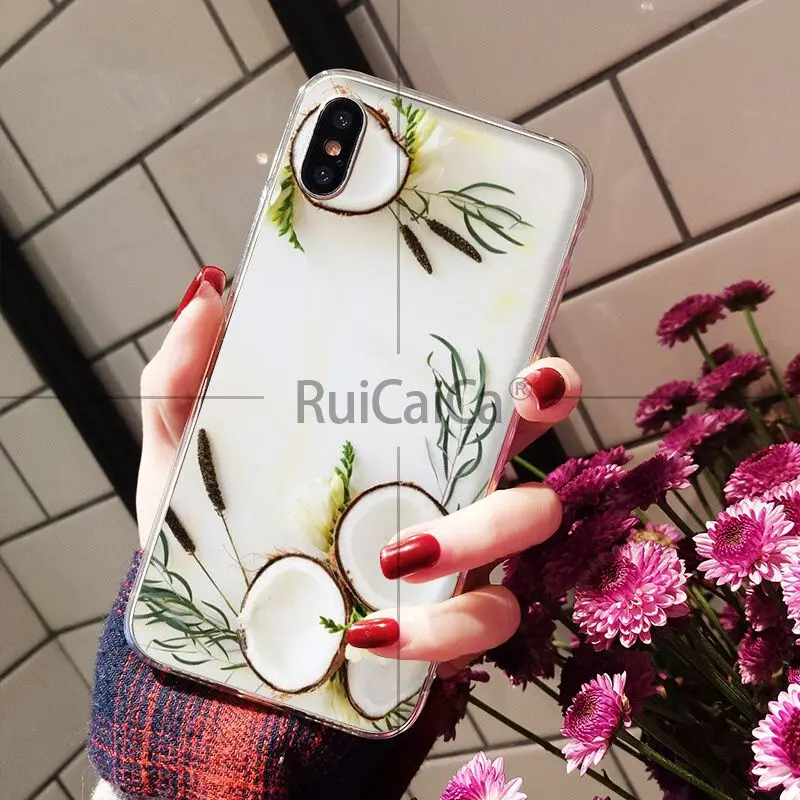 Ruicaica фруктовый кокос в синем небе Summe Мягкий силиконовый чехол для телефона, чехол для Apple iPhone 8 7 6 6S Plus X XS MAX 5 5S SE XR