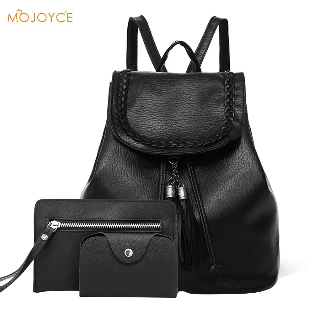 

MOJOYCE Backpack Women 3Pcs Composite Backpack Teenage Girl High Quality PU Leather Bagpack Mochila Feminina Rucksack Travel Bag