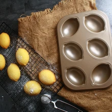 Carbon Steel Cake Mold 6 Hole Lemon Shape Nonstick Cake Pan Muffin Pot Cake Tray Chiffon Cake Muffin Cream Mousse Dessert