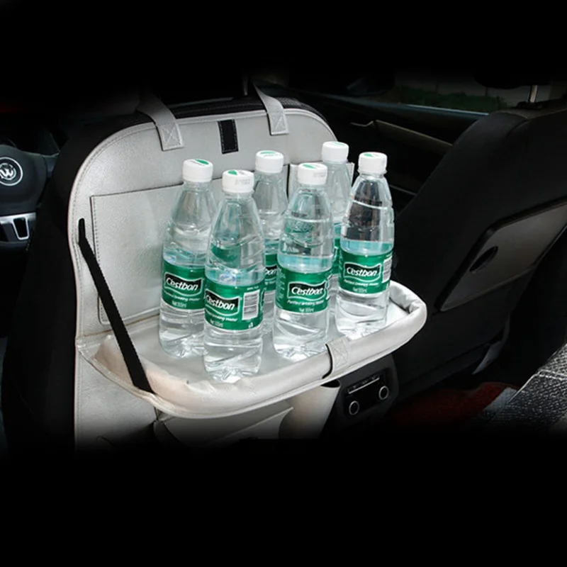 Car Backseat Organizer with Dining Table PU Leather PVC Transparent Bag Auto Back Seat Pocket Storage Bag Tray with 4 USB Ports (1)