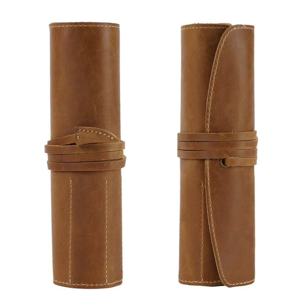 Сумка-карандаш из натуральной кожи, сумка-Органайзер для хранения, винтажная Ретро креативная школьная стационарная сумка