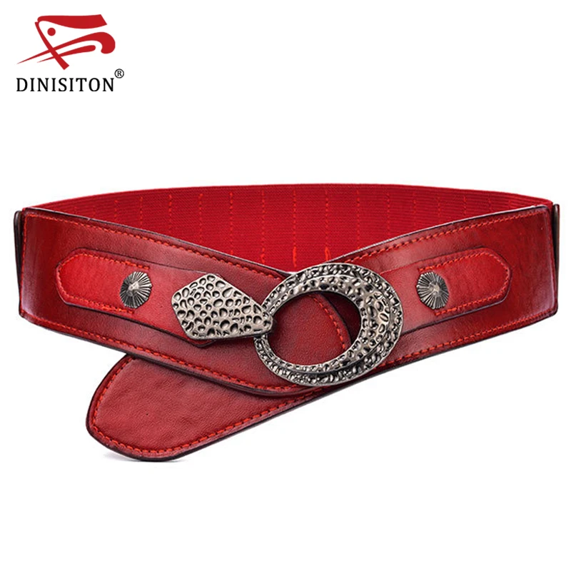 DINISITON Women Wide belt Elastic Waistband Cinch Strap lady Rocker