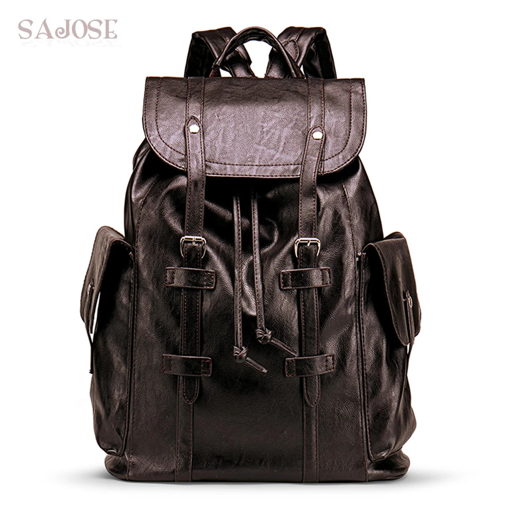 PU Leather Backpack Men Large Capacity Multifunctional Male Black School Bags Trip Travel High Quality Backpacks Bags For Men