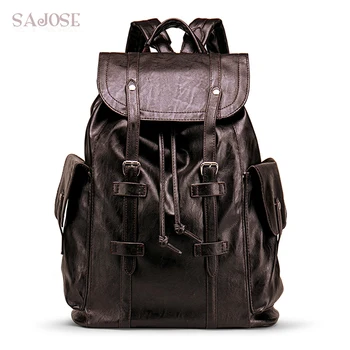 

PU Leather Backpack Men Large Capacity Multifunctional Male Black School Bags Trip Travel High Quality Backpacks Bags For Men