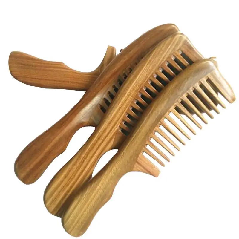 Инструменты для ухода за волосами Волосы Красота расчёски и гребни ручной работы мелкий зуб гребень без статического зеленый сандалового