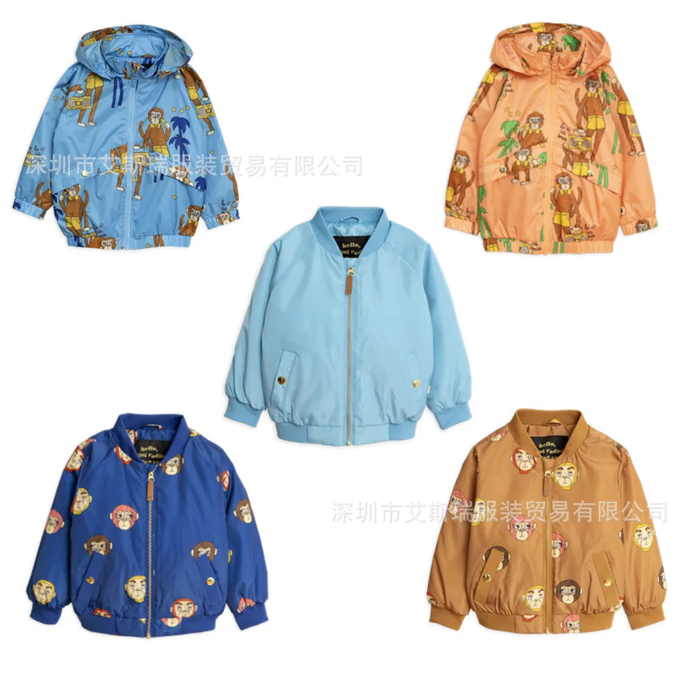 

2019 Spring and Summer New Series Thin Boys and Girls Monkey Full Printed Windbreaker Chain Sports Jacket