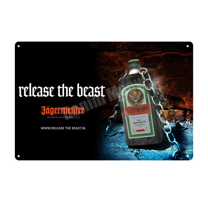 Jagermeister потертый шик, металлический плакат, украшение для паба, бара, голова оленя, настенная наклейка, ликер, металлическая настенная художественная жестяная вывеска, домашний декор, MN107 - Цвет: G