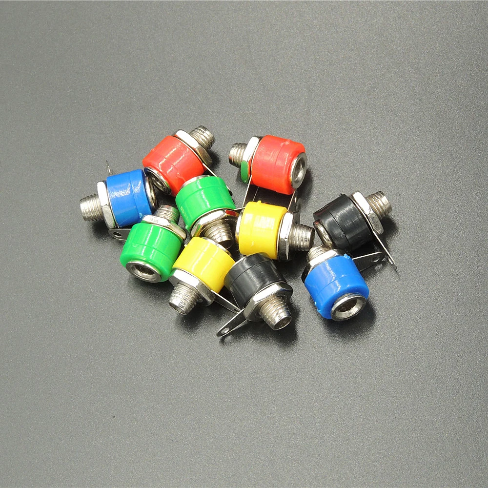 

50pcs/lot Nickel plating Binding Post Banana Jack Socket connector FOR 4mm BANANA Plug Test Cable Panel Mount