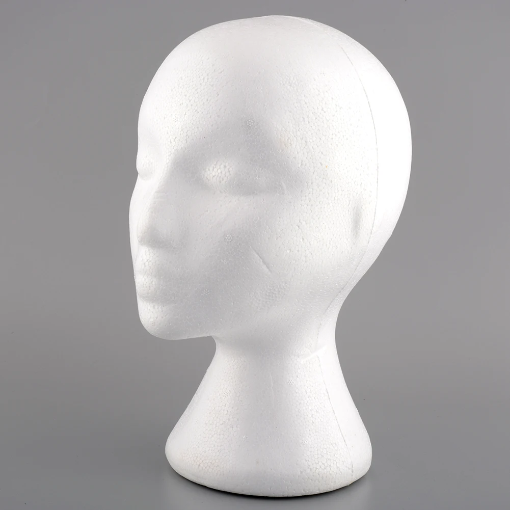 

Portable White Female Practice Head Foam Wig Head Foam Manikin Head Model Wig Stand Hat Headwear Displaying Foam Mannequin Head