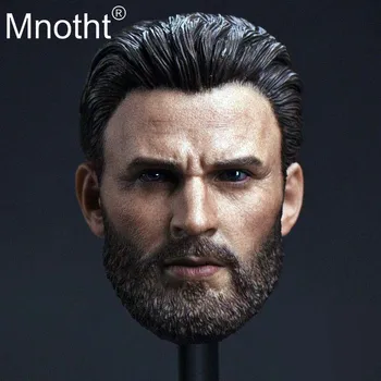 

Mnotht 1:6 Scale Beard Edition Captain America Head Carving Model Male Solider Decadent Edition Head Sculpt Toys Collection m3
