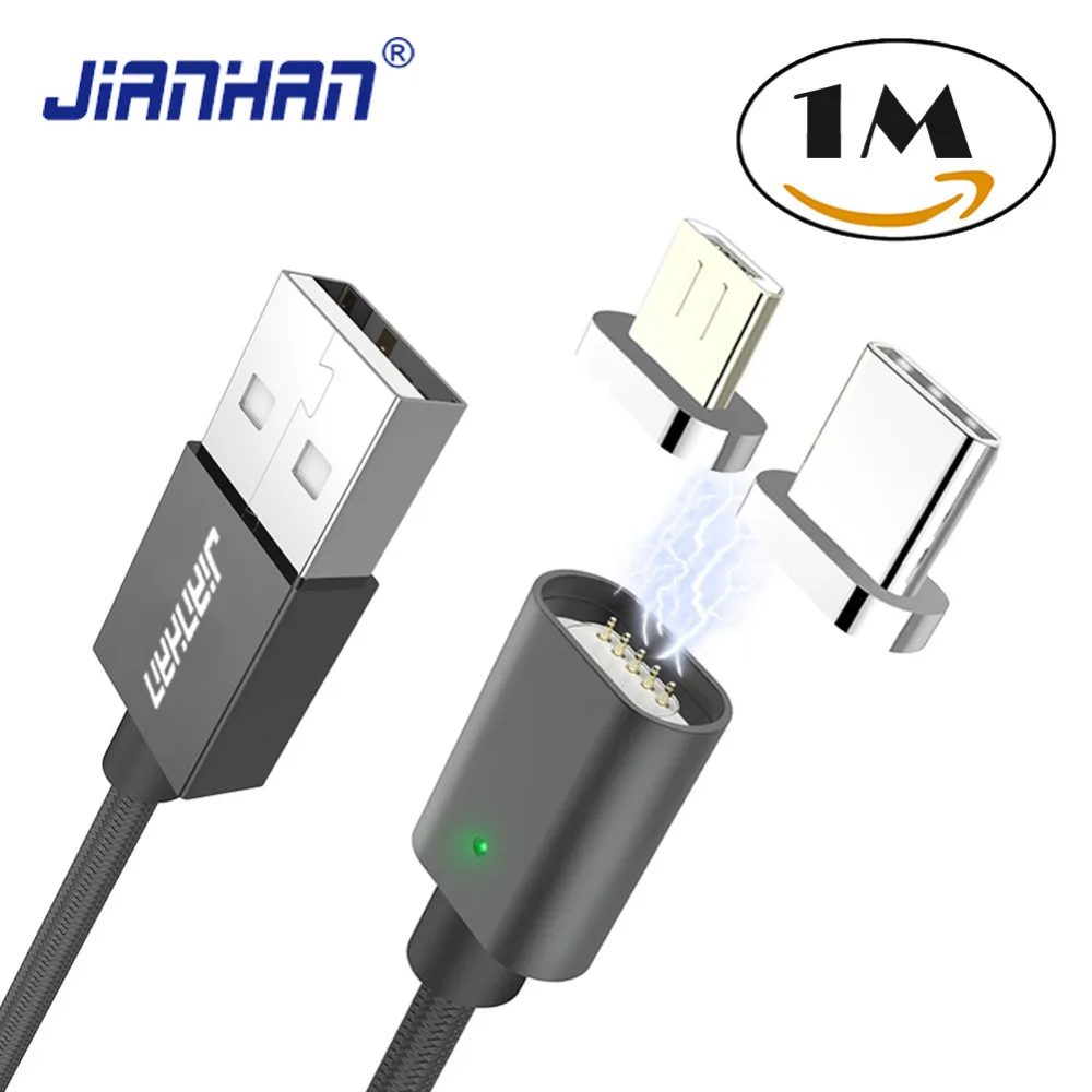 2 в 1 Магнитный USB кабель для Android Micro Type C Разъемы адаптер зарядки данных зарядное