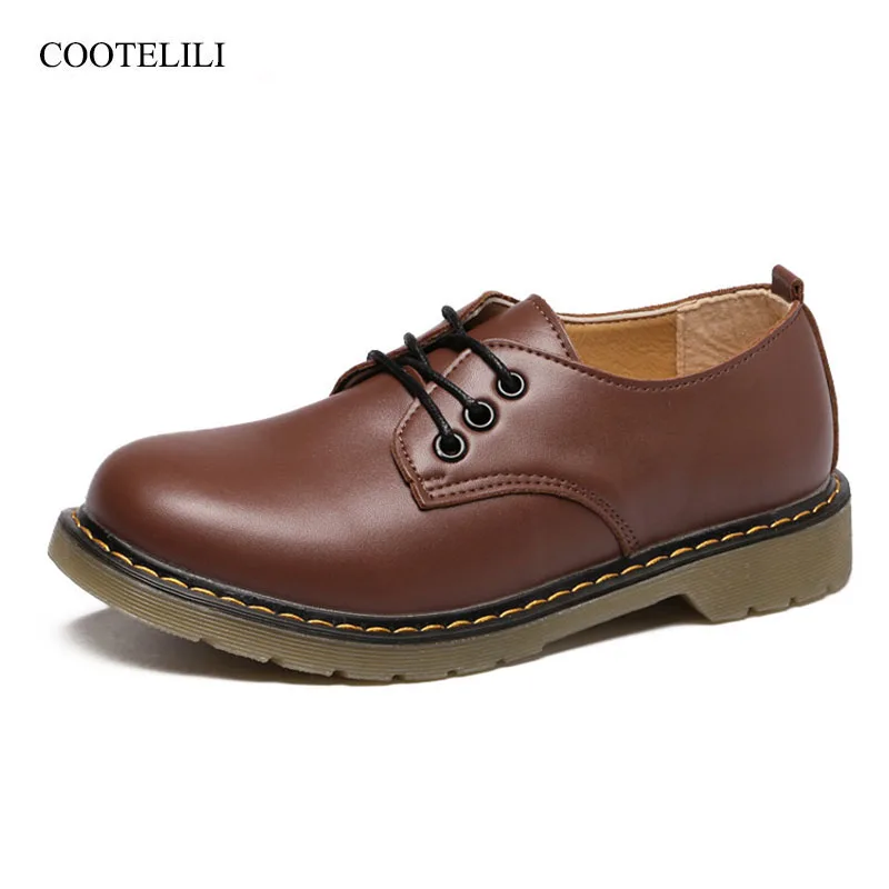 

COOTELILI Flat Shoes Woman Lace-Up Ladies Shoes PU Leather Footwear Woman Loafers Casual Oxford Shoes For Women Flats 35-40