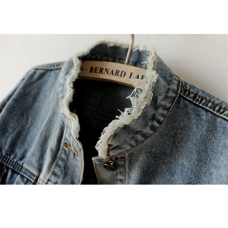 price reduction  2019 Spring Autumn Denim Jacket Women Beading Coat Loose Long Sleeve Casual Female Jeans Jacket Bas