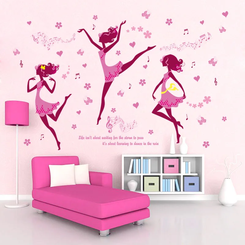 [Fundecoration] наклейки на стену с изображением танцующей девочки для детской комнаты