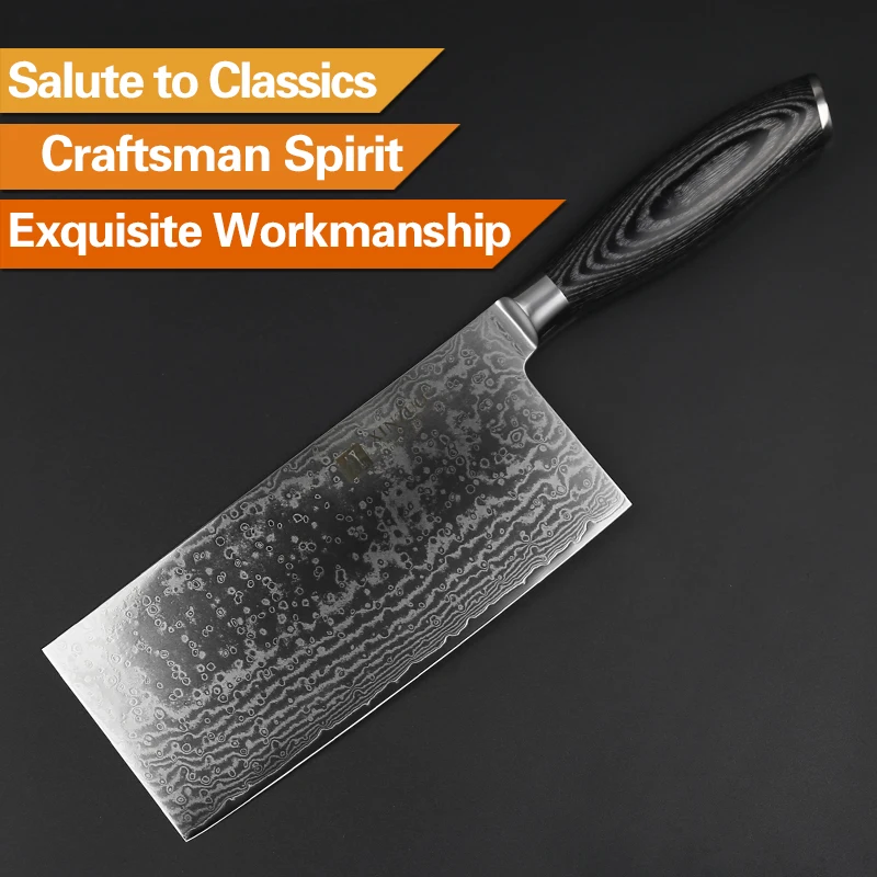  XINZUO 7'' Slicing Knife VG10 Damascus Stainless Steel China Chef's Kitchen Knives with Pakka Wood  - 32698364621