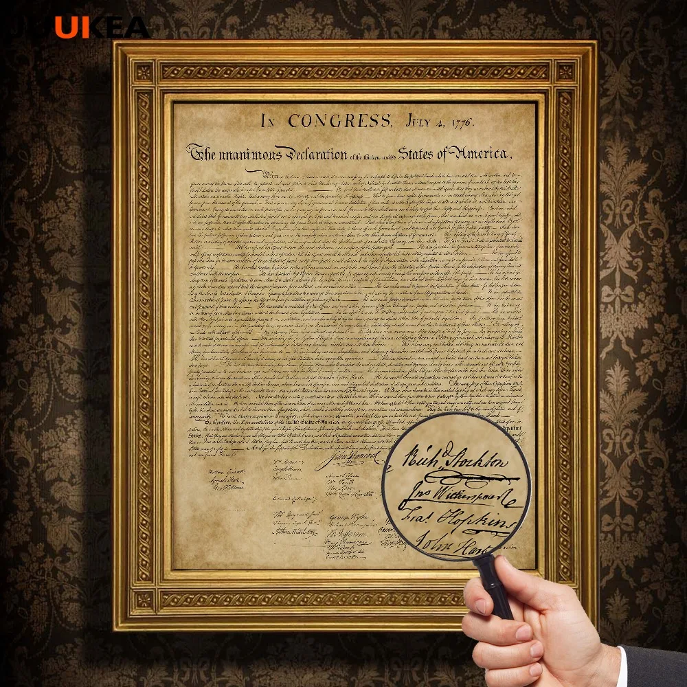 

The United States Declaration Of Independence Canvas Painting Printing Art Retro Vintage Poster Home Adornment Wall Picture