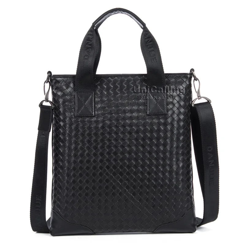 Brand luxury man bag high end top layer of cowhide genuine leather handmade knitting fashion men