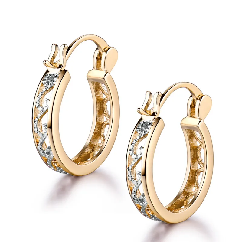 Женские круглые серьги E400b модные золотого цвета с отверстиями|small round earrings|round