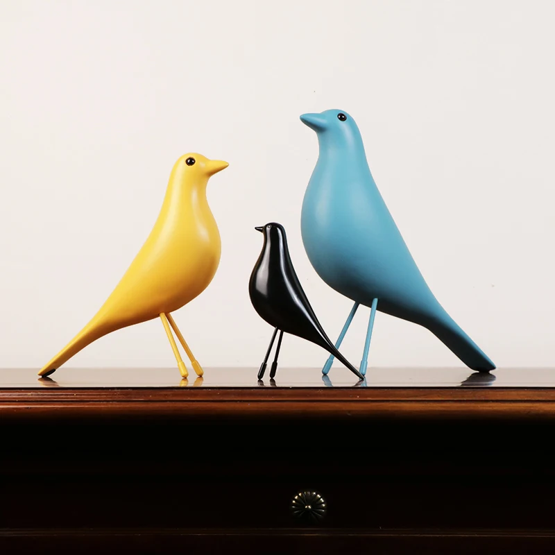 

Creative birds Figurines Crafts Black/white resinas planas de personajes birdie fairy garden miniatures nordic home decoration