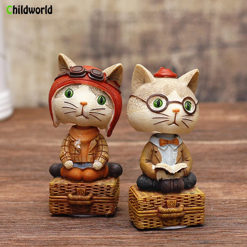 Modern Cartoon Decorative Crafts Cute Cat Statue Resin Put Resin Home