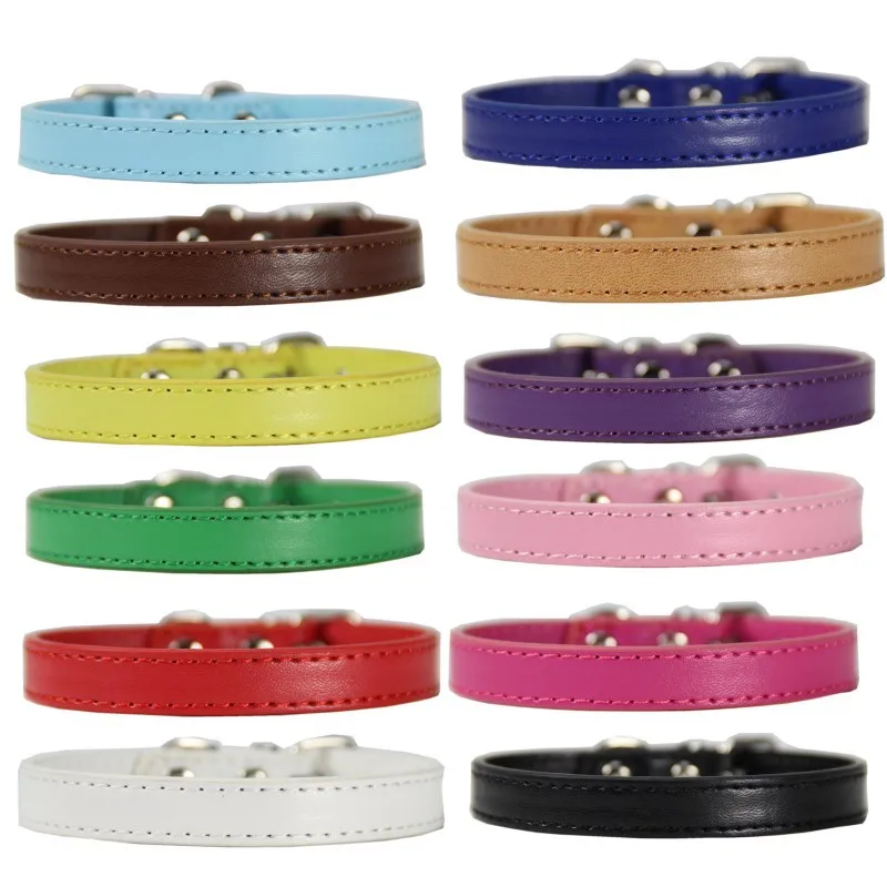 Personalized PU Leather Puppy Dog Collar Solid Color Whelping Collars