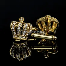 Нержавеющая сталь старинные мужские свадебные подарки золотые запонки короны запонки