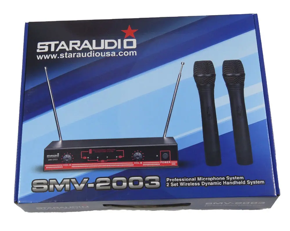 packing of 2ch wireless vhf headset lapel microphone system for church party clubs