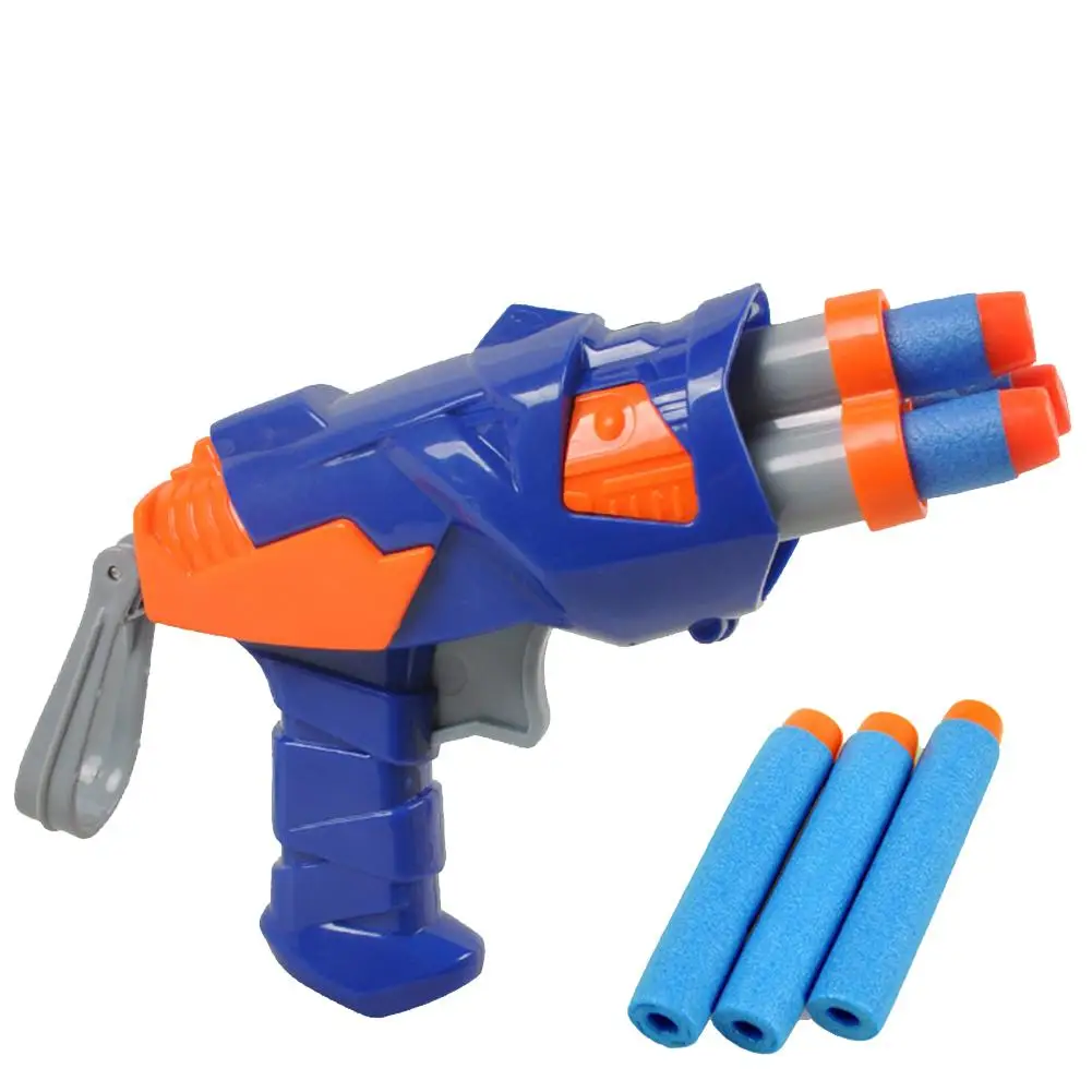 Детская оранжевая синяя мягкая пулевидная игрушка, Детская уличная забавная игрушка, мягкая пулевидная стрельба, пластиковая игрушечная пушка для мальчика, случайный цвет - Цвет: Blue