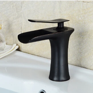Tuqiu Водопад кран белый и хромированный кран для ванной комнаты латунный кран для ванной комнаты Смеситель кран горячей и холодной раковины кран - Цвет: black