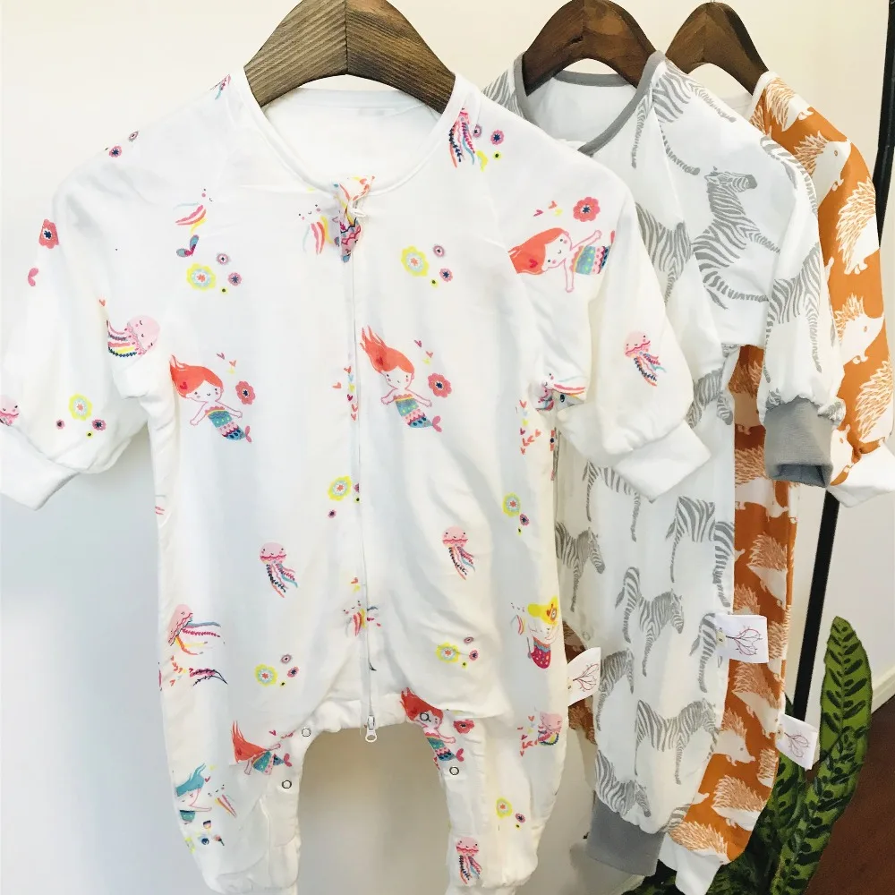 

4 layers baby rompers baby Sleeping Bag kids Muslin toddle Sleep Sack Cute Cartoon Sleeves Sleep Bag children Anti Kick Quilt