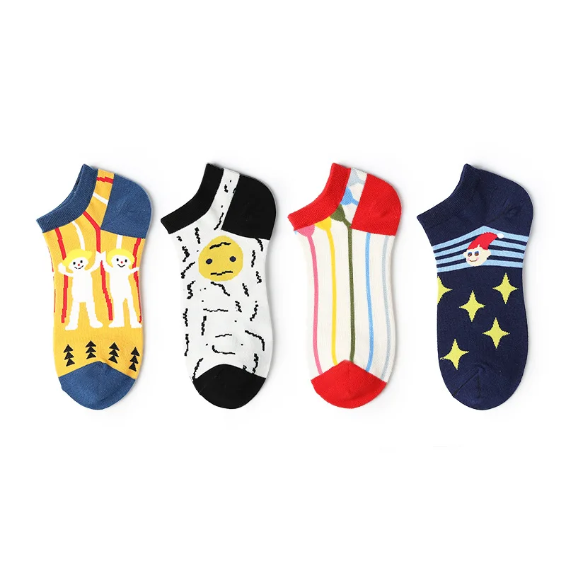 

1 Pair Socks Woman 2019 Spring New Fashion Casual Print Cotton Ankle Socks Color Cute Women Fashion Lady Happy Brethable Socks