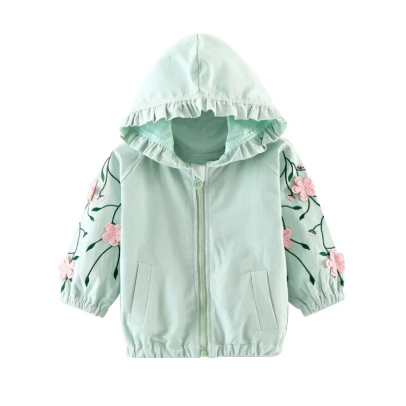 Одежда для малышей, куртка, пальто, Одежда для девочек на весну и осень куртка с капюшоном ветровки для детей, для девочек, костюм, одежда для детей ветровка для девочки - Цвет: Зеленый