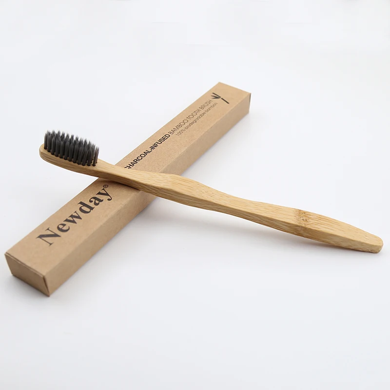 

Eco Friendly wave shape bamboo toothbrush Soft-bristle Tip Charcoal for adults oral care portable LOGO custom toothbrush