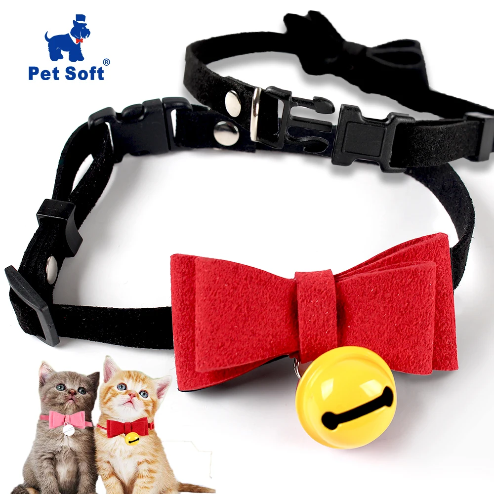 

Pet Soft Cat Collar Bow cat collar For Small Medium Cats Dogs Neck Strap Safe Puppy Kitten Adjustable Bow Tie Bell Bowknot